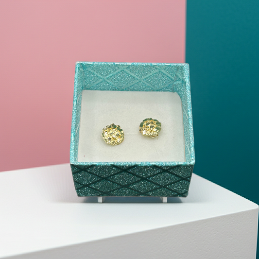 10k Yellow Gold Nugget Cluster Stud Earrings 1.1g