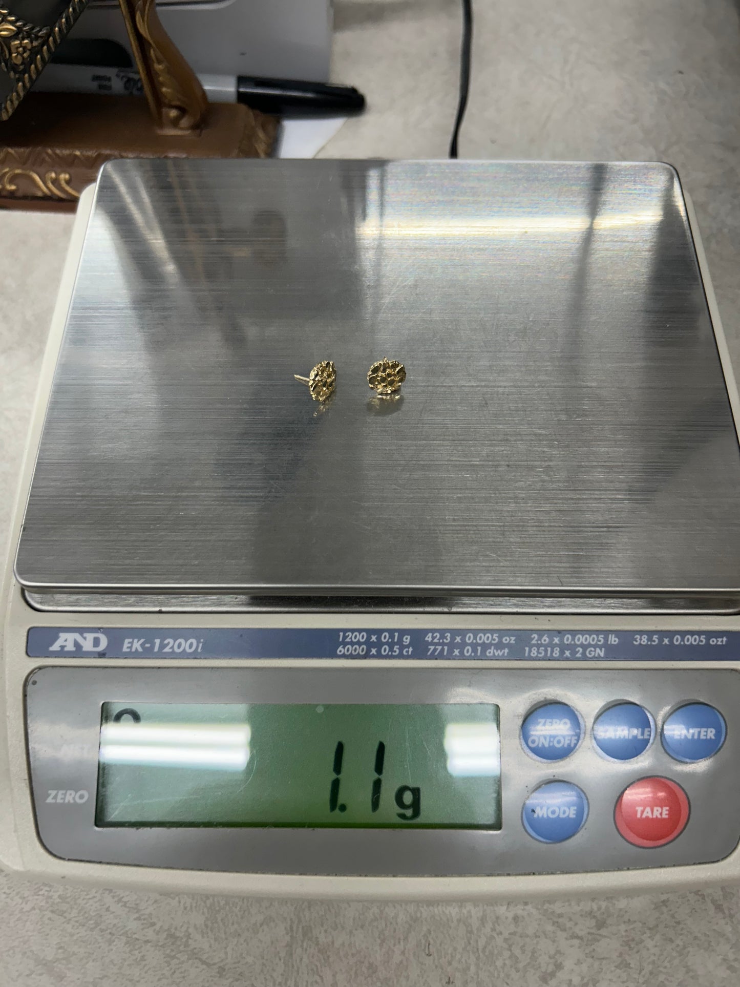 10k Yellow Gold Nugget Cluster Stud Earrings 1.1g