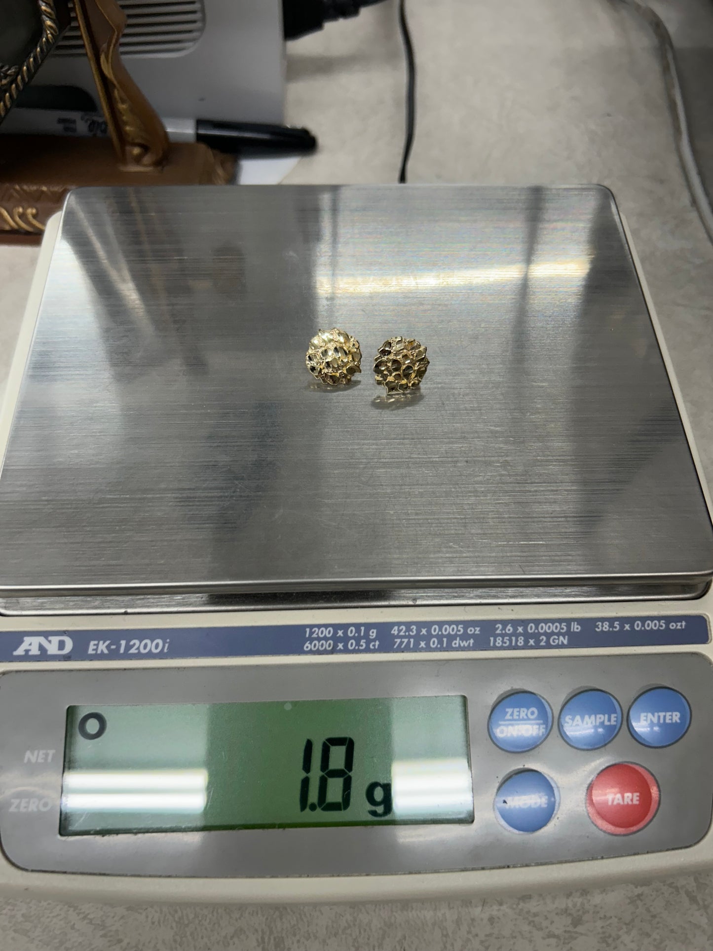 10k Yellow Gold Nugget Cluster Stud Earrings 1.8g