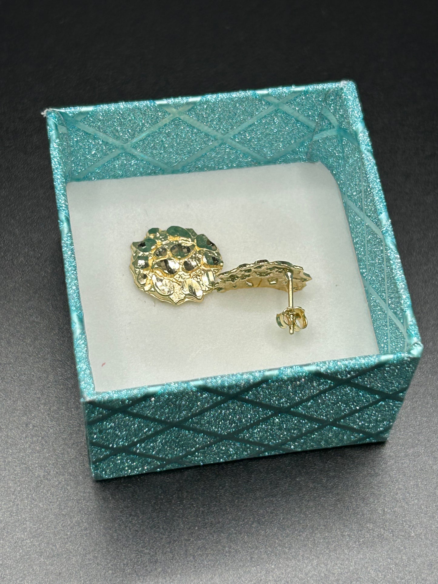 10k Yellow Gold Nugget Cluster Stud Earrings 1.8g