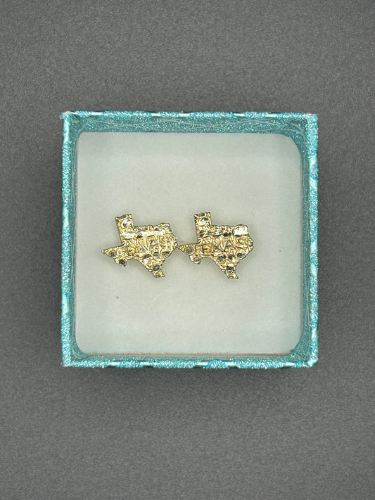10k Yellow Gold Texas Nugget Stud Earrings 2.3g