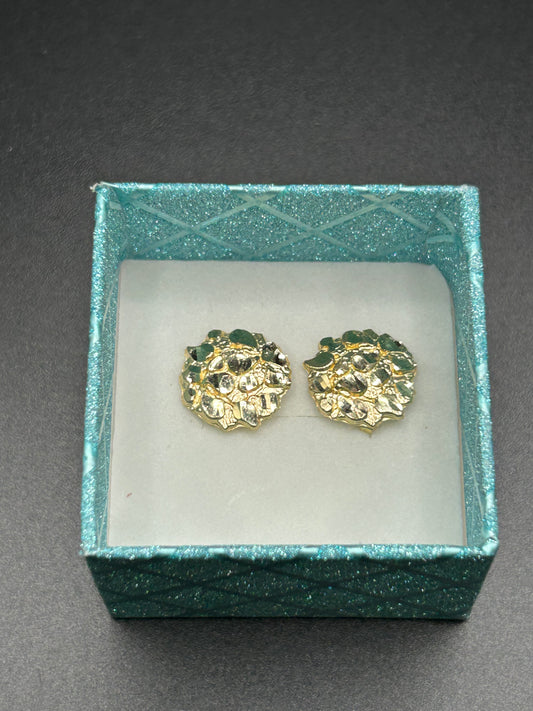 10k Yellow Gold Nugget Cluster Stud Earrings 1.8g
