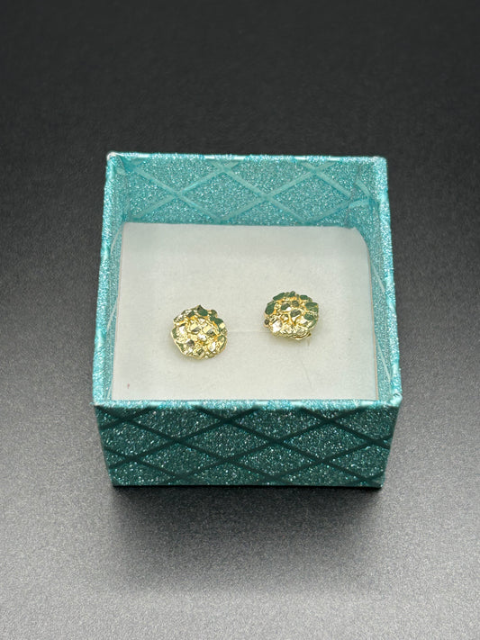 10k Yellow Gold Nugget Cluster Stud Earrings 1.1g