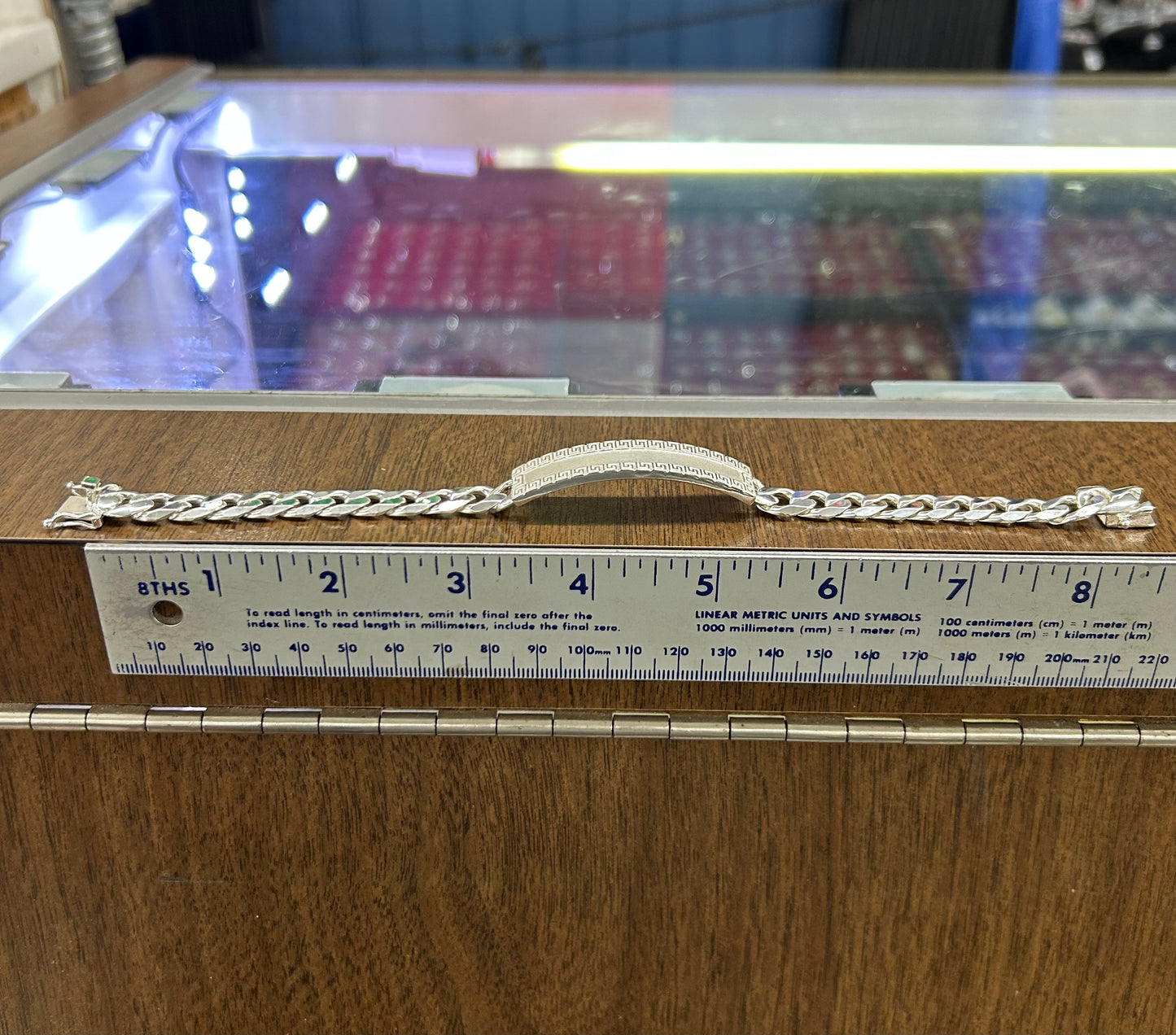 925 Sterling Silver Versace ID Cuban Link Bracelet 8.5" 43.5g