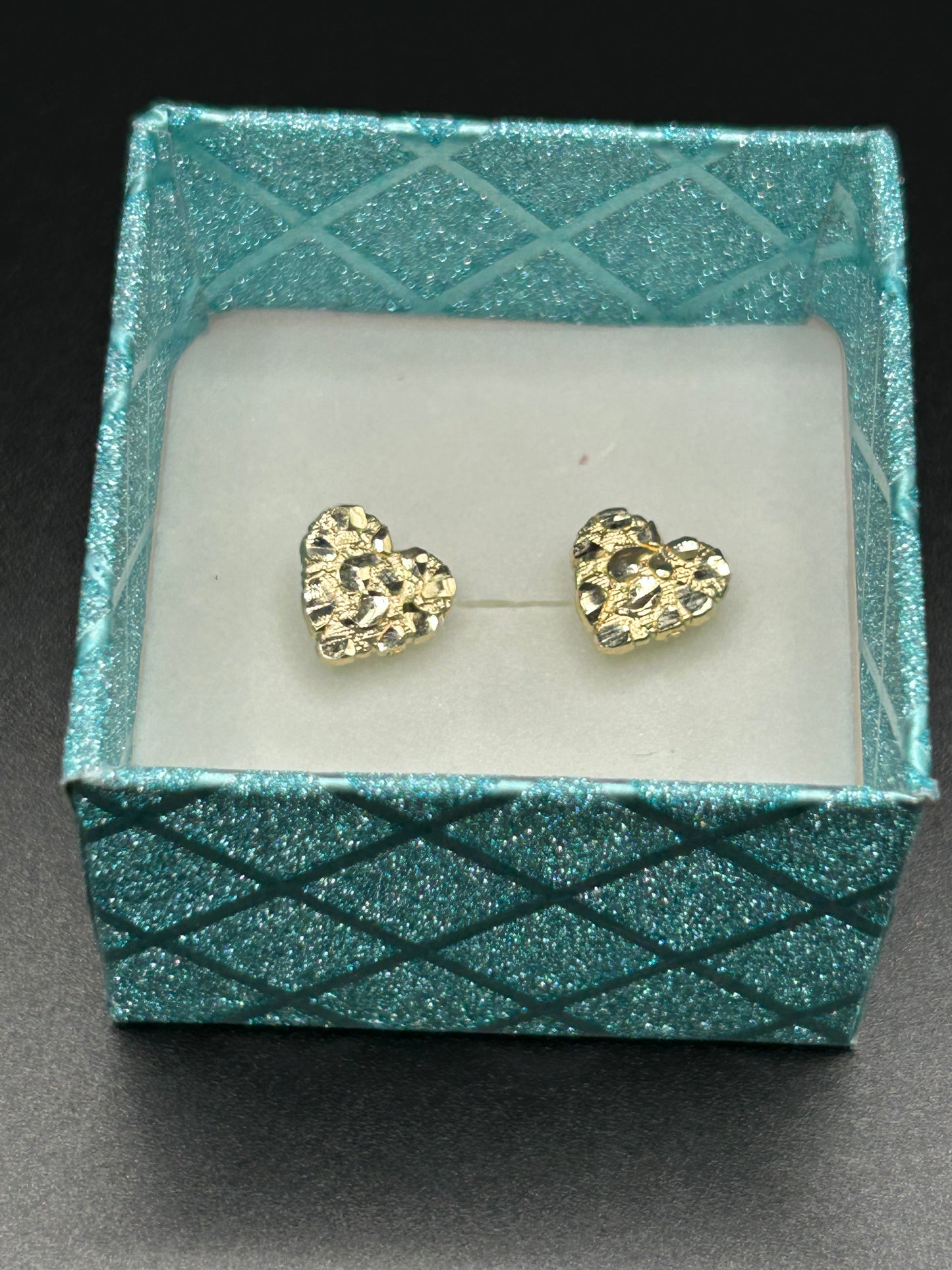 10k Yellow Gold Heart Nugget Stud Earrings 0.9g
