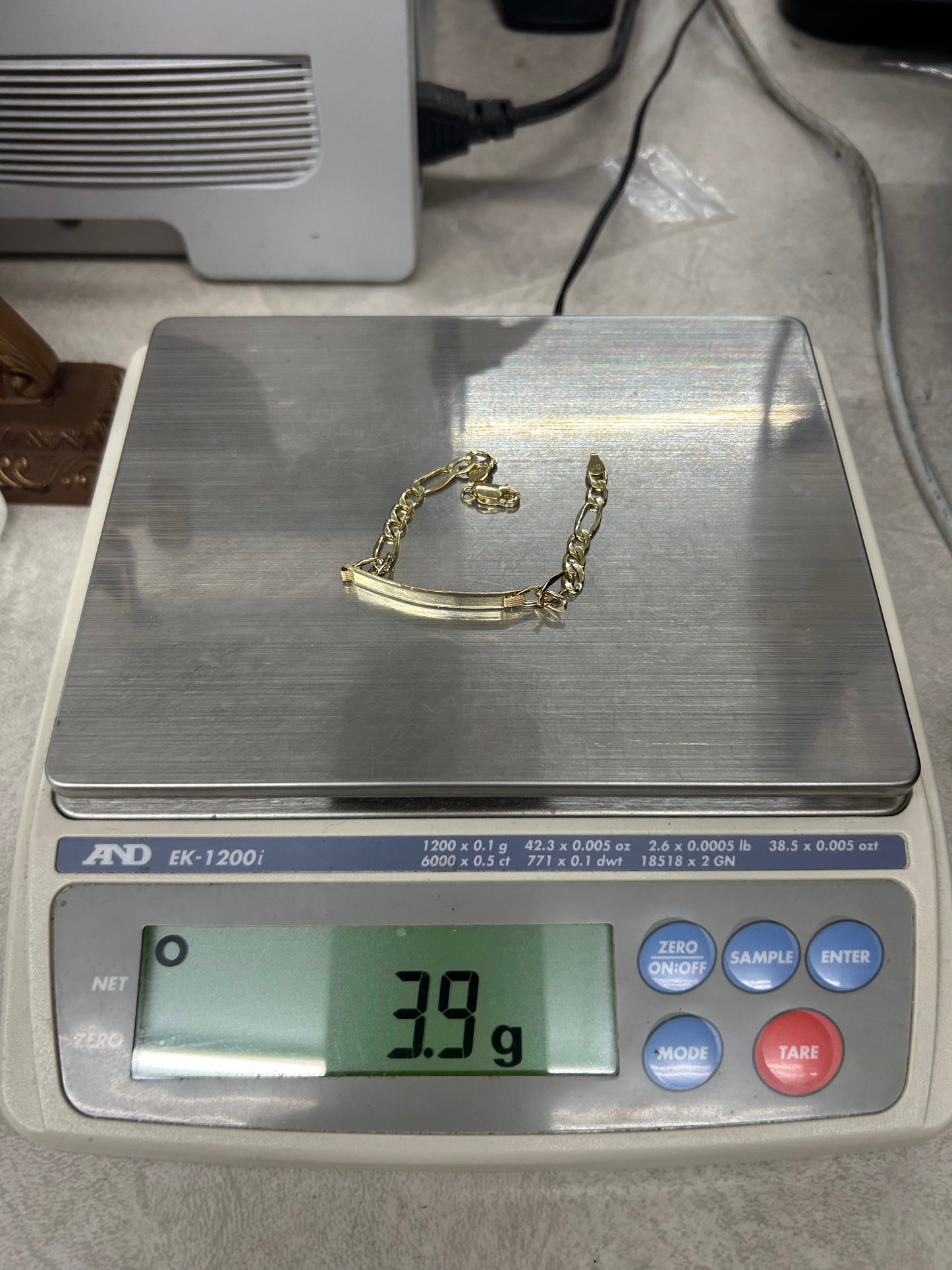 10k Yellow Gold Hollow Figaro Link ID Bracelet 7” 3.9g