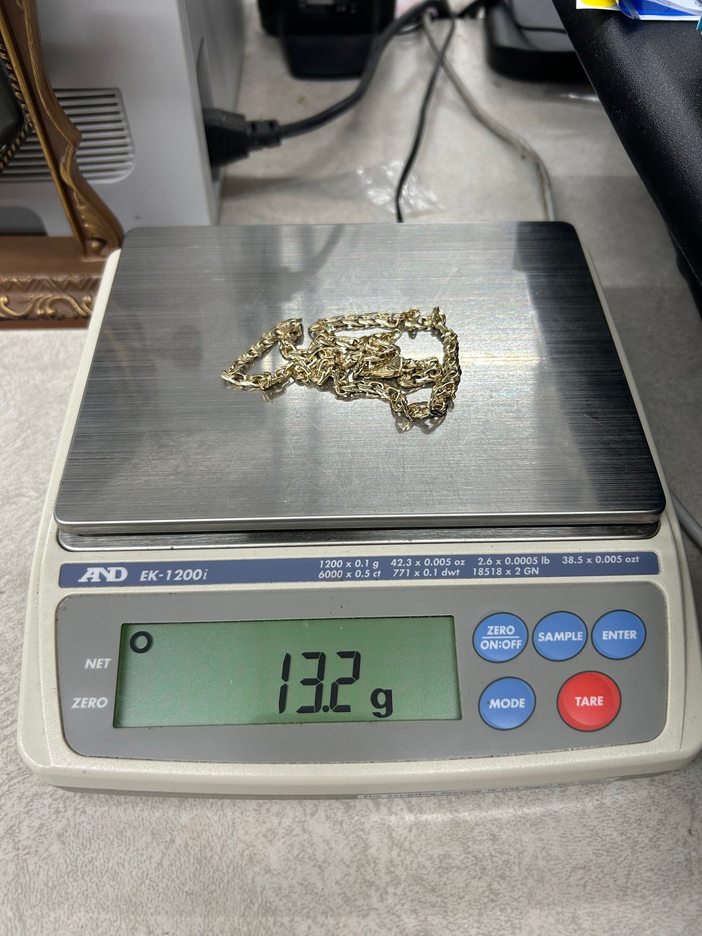 10k Yellow Gold Hollow Chino Link Necklace 20” 13.2g