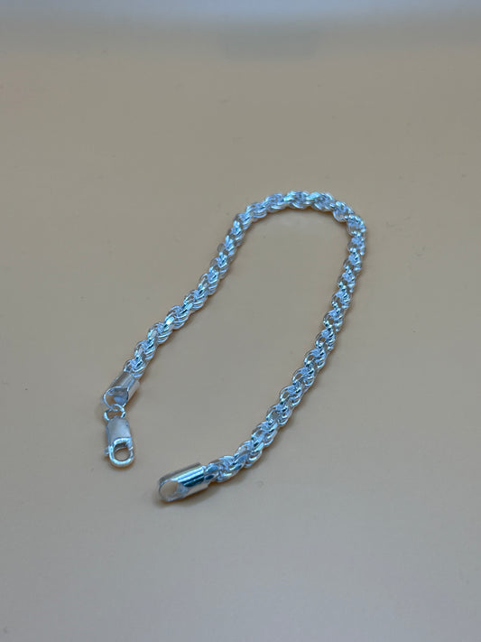 925 Silver Rope Bracelet 9” 17.6g