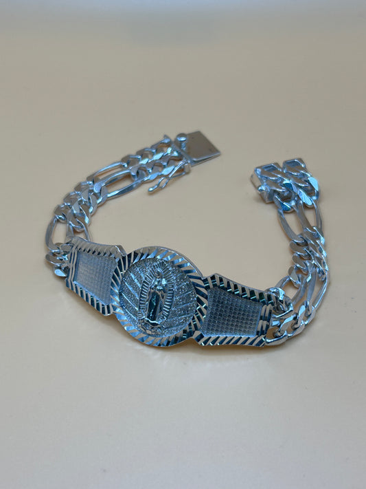 925 Sterling Silver Virgin Mary Bracelet 8.25" 44.8g