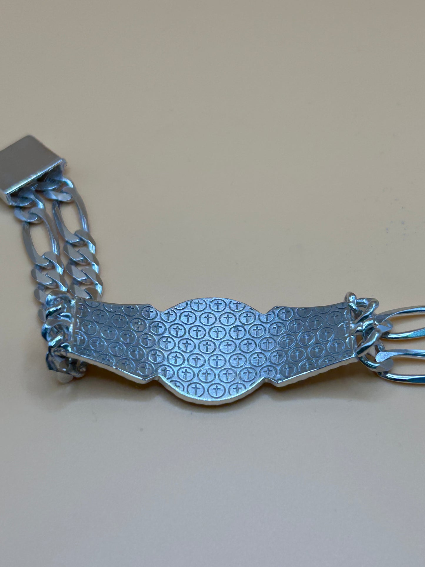 925 Sterling Silver Virgin Mary Bracelet 8.25" 44.8g
