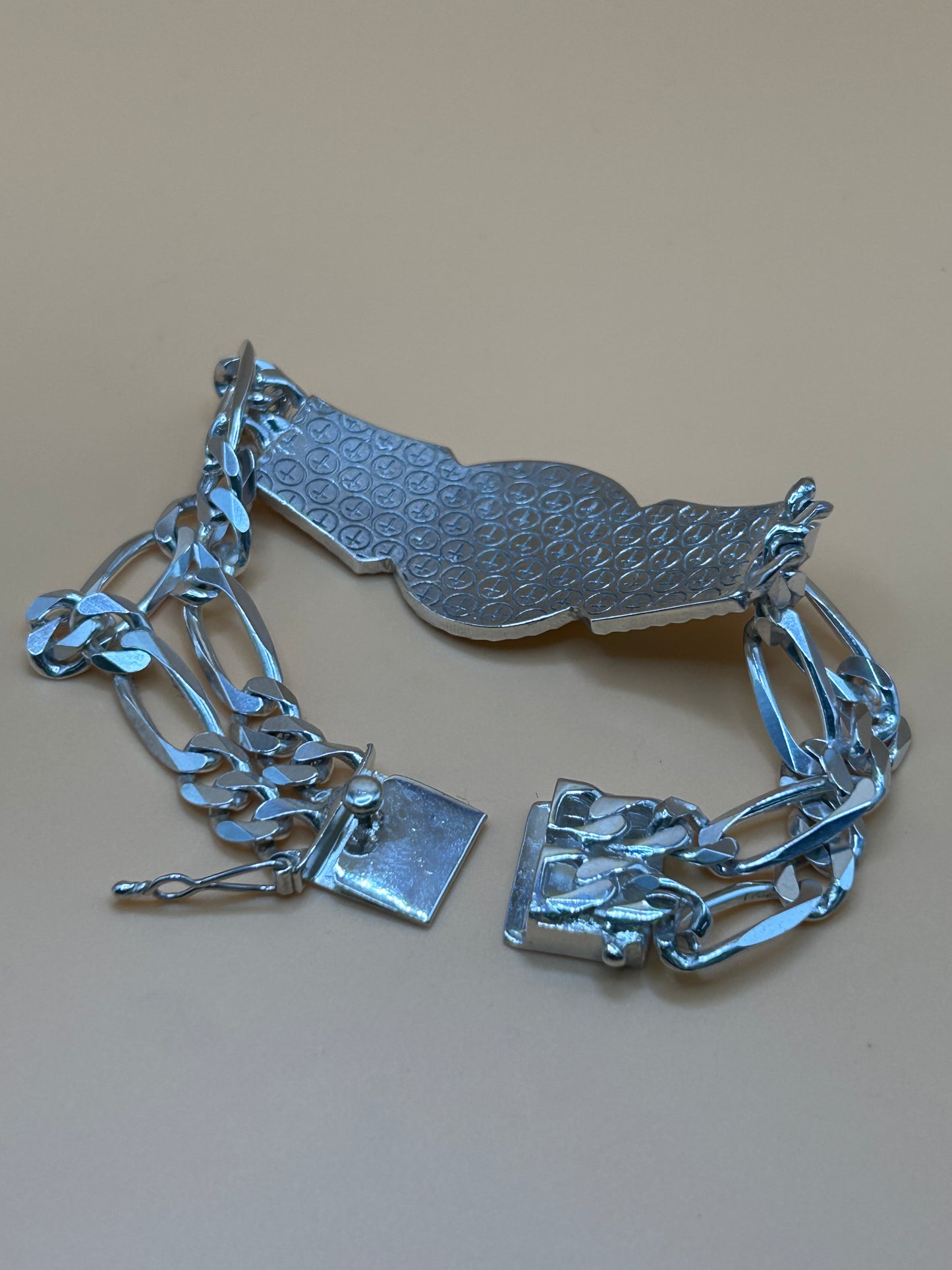 925 Sterling Silver Virgin Mary Bracelet 8.25" 44.8g