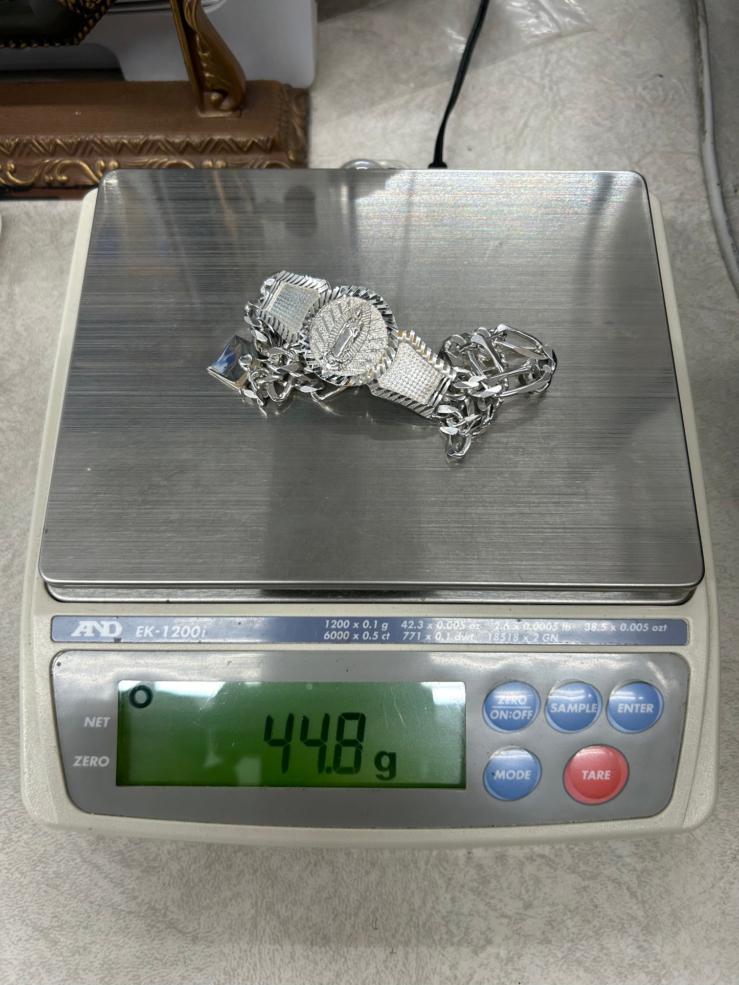 925 Sterling Silver Virgin Mary Bracelet 8.25" 44.8g