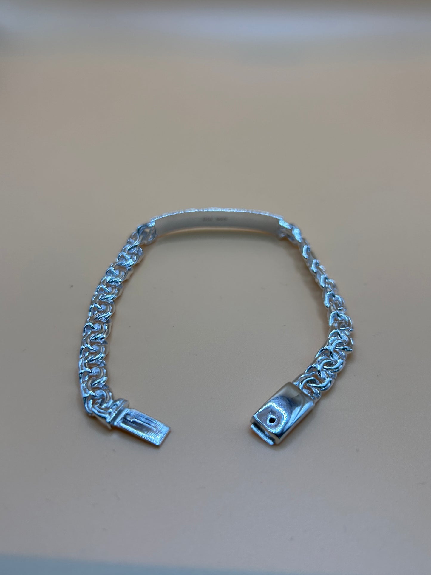 925 Sterling Silver ID Bracelet Chino Link 8" 19.2g