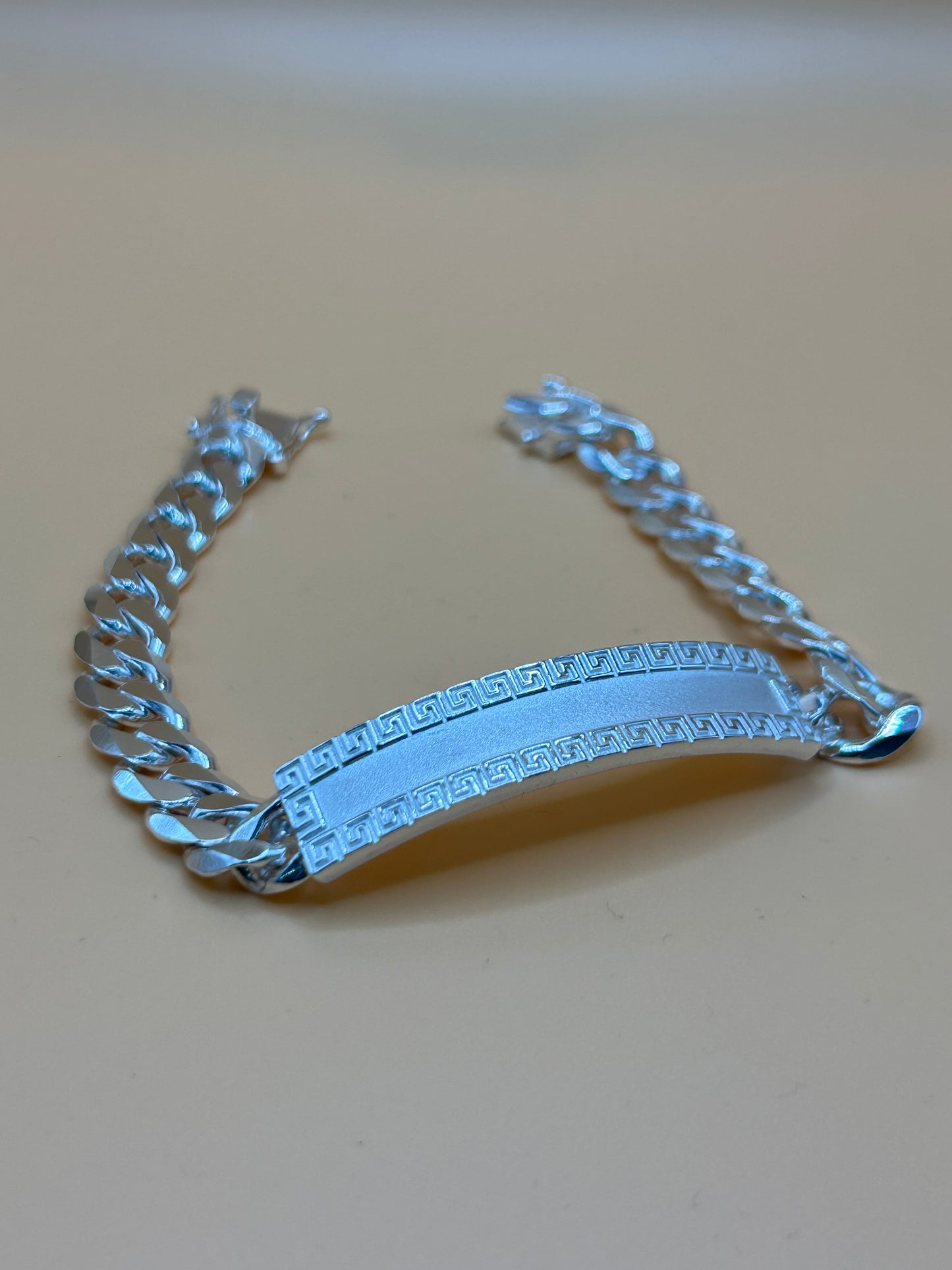 925 Sterling Silver Versace ID Cuban Link Bracelet 8.5" 43.5g
