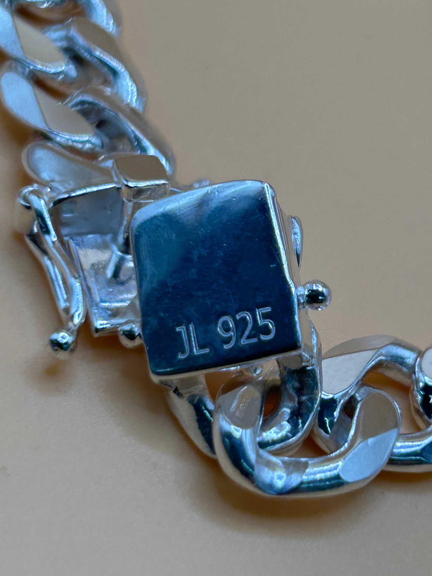 925 Sterling Silver Versace ID Cuban Link Bracelet 8.5" 43.5g