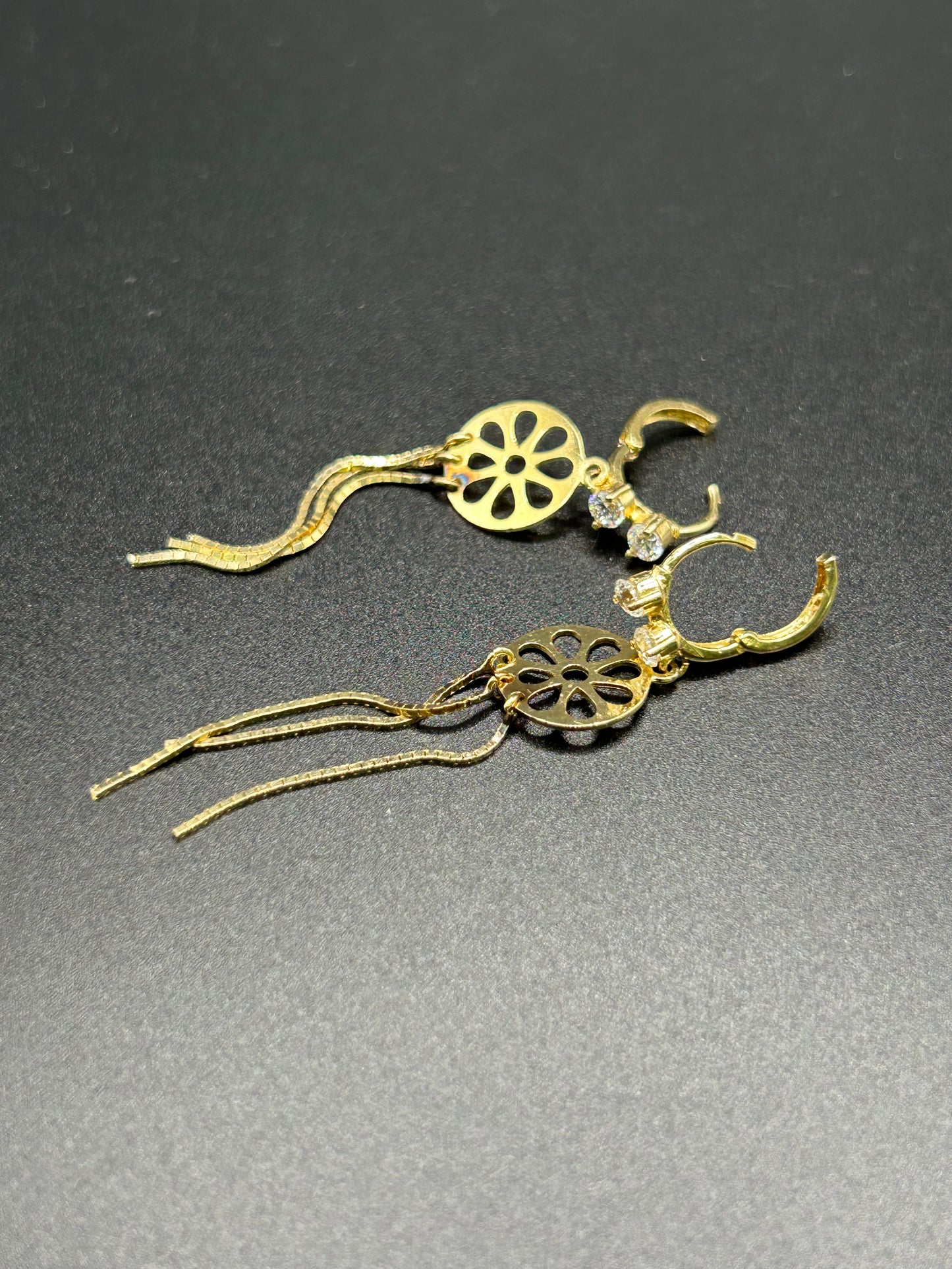 14kt Yellow Gold Dangle Earrings 2.7g w/ CZ